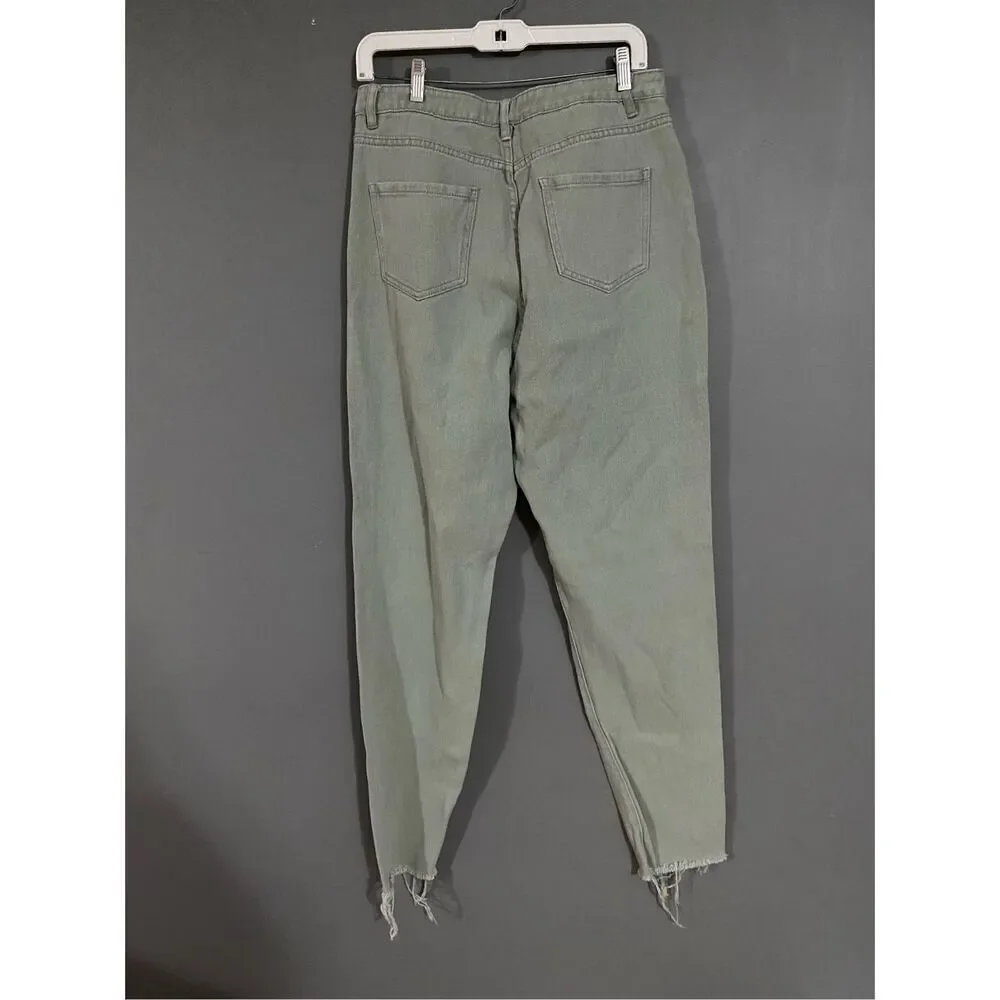 Missguided Women's Tall Riot High Waisted Raw Hem Mom Jeans Sand Size 10